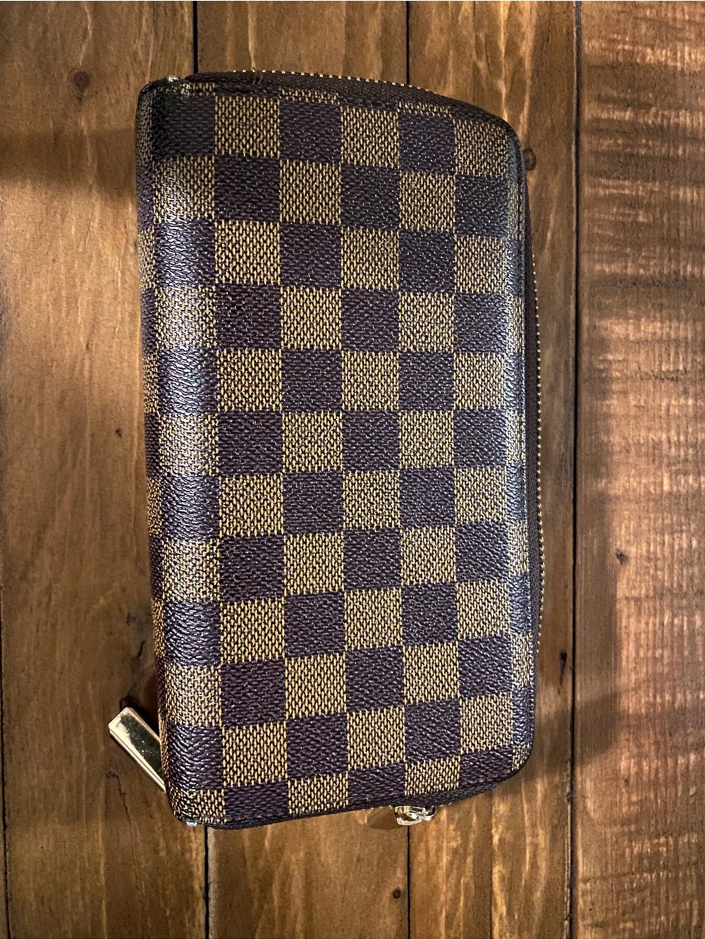 Brown checkered wallet
